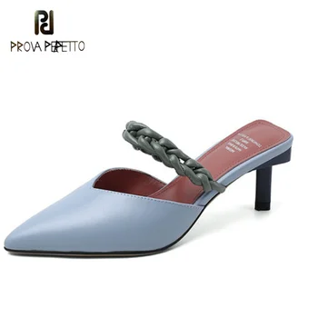 2021 novo korejska različica opozoril toeless sandali pravljice slog Baotou stiletto semi-copate in Muller čevlji