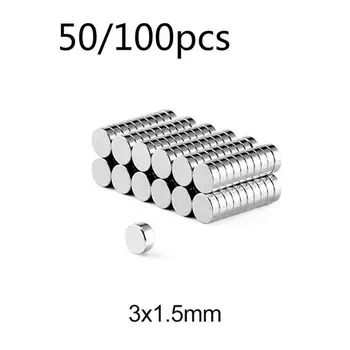 50/100pc 3 x 1,5 mm Disk Redke Zemlje Neodim Magnet Magnet 1/8 palca x 1/16 palčni