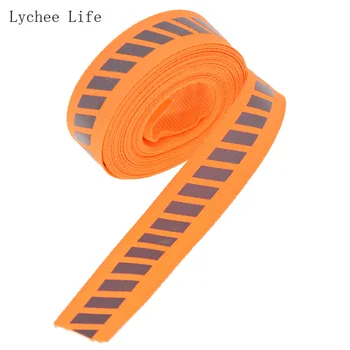 Liči Življenje 2.2x500cm Reflektivni Elastični Trak Trim Za Oblačilo, Oranžna, Črna Barva Pasu Tkanine Traku Diy Doma Dekoracijo 57663