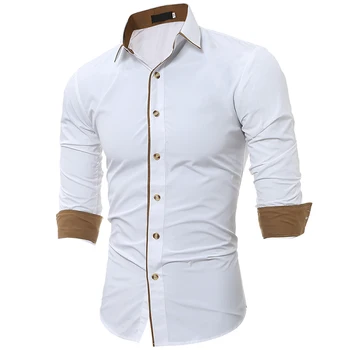 Poletje slim moške srajce barva dolgo sleeved Britanski stil bombaž za moške srajce urad za priložnostne majice