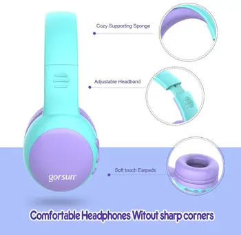 Gorsun Bluetooth Otroci Slušalke z 85dB Omejenega Obsega, Brezžične Bluetooth Slušalke, Zložljive Stereo Nad Uho Otroci slušalke