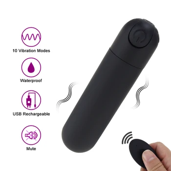 Daljinski upravljalnik Bullet Vibrator 10 Načini Prenosni Mini Žep Vagina Stimulator Nepremočljiva Močan Adult Sex Igrače za Ženske