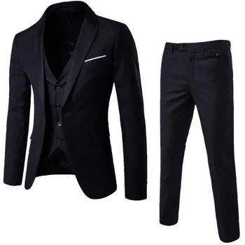 Groomsman tri-kos obleko Blazerji jakno, hlače, hlače telovnik določa 2021 moda za moške Slim obleke, moške poslovne športna oblačila