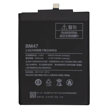 Za Xiao Mi Telefon Baterija BM47 Visoko Kakovost Kapacitet 4000 mah Nadomestna Baterija Za Redmi 3 3 3X 4X 3 pro Hongmi 3 S 4 X 5834