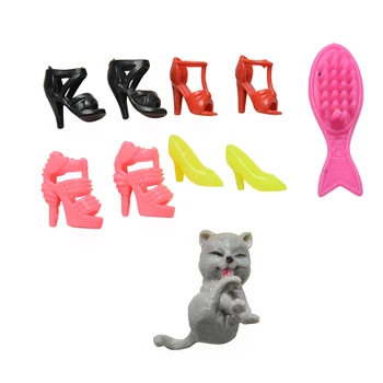 1 Nastavite moda Plastičnih Ribe Obliko Glavnik Mačka Čevlji Za Barbie Otroci Igrače Blister igrača za Barbie Lutka