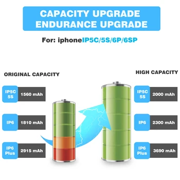 XVCAN Original Nadgradnjo Zmogljivosti Baterije Za iPhone 5 6 6S 5S 5C SE 6 6S 7 8 Plus X Xs Max XR Bateria Zamenjava Telefon Batterie
