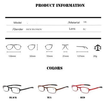 Design Obravnavi Očala Moški Ženske Zložljiva zaščitna Očala Očala Okvir TR Očala +1.0 +1.5 +2.0 +2.5 +3.0 +3.5 +4.0 59550