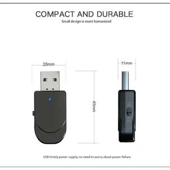 USB Bluetooth 5.0 Avdio Oddajnik/Sprejemnik Adapter 3,5 mm Stereo AUX Za TV PC Slušalke Zvočnik Bluetooth Oddajnik Sprejemnik 59983