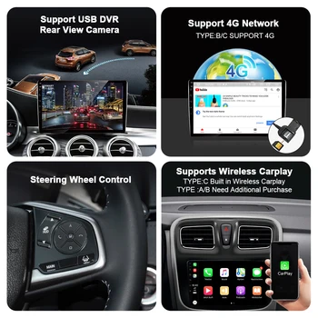 EKIY Android 10.0 Avto Radio Večpredstavnostna Univerzalni Auto Stereo GPS Navigacija Bluetooth Video Predvajalnik ISO Kabel Za 9 Inch Android 60012