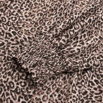 ZANZEA Ženske Priložnostne Tiskanih Stranka Vrhovi Spomladi Dolgo Puff Rokav Leopard Bluzo Elegantna Urad Smocking Srajce Blusa Femininas