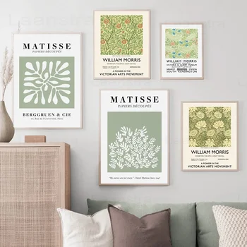 Povzetek Zeleno Platno Slikarstvo Matisse Morris Doma Dekoracijo Umetnosti Rastlin Stenske Slike za dnevno Sobo Pomlad Plakatov in Fotografij