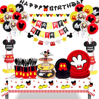 Disney Mickey Mouse stranka 1. rojstni dan za Enkratno uporabo namizni dekor anniversaire za baby boy krst stranka torto papir, tablice dekor