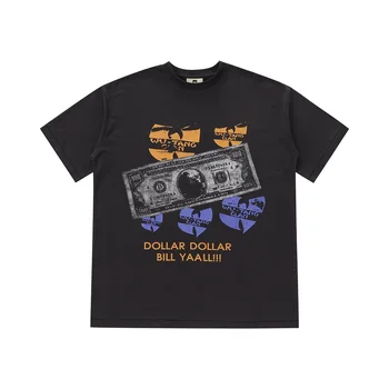 DOLAR ZAKONA YAALL Street Fashion Vintage T-majice, Moške, Ženske, Bombaž Prevelik T shirt ameriški Dolar Kratek rokav Hip-hop
