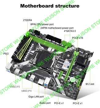 HUANANZHI X99-8M LGA2011-3 Matično ploščo z HI-SPEED M. 2 NVMe SSD v Režo CPU Xeon E5 2683 V3 Čisto Nov RAM 32 G(2*16 G) DDR4 2400