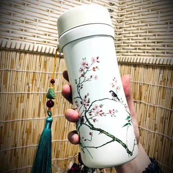 Keramični Termo Pokal Visoko Temperaturo Jade Porcelana Prenosni 330 ml Imperial Concubine Skodelico Kave Vrč Mleko Za Office Home Potovanja