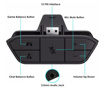 1X Črna Stereo Slušalke Napajalnik Slušalke Pretvornik Za Microsoft Xbox En Krmilnik Brezžični Krmilnik za Igre Slušalke Adapter 6100