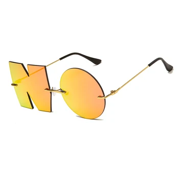 Modno Kovinsko Rimless sončna Očala Luksuzne blagovne Znamke Design Ženske Dopisom ŠT sončna očala Ženske Trend Sunglass UV400 Odtenki Očala 6102
