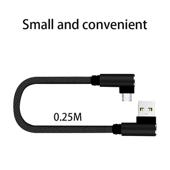 25 cm Kratek Hitro Polnjenje Kabel Dvojno Koleno 90 Stopinj USB C Micro USB Podatkovni Kabel Za Vse Pametne Telefone, Za Tip C Za iphone