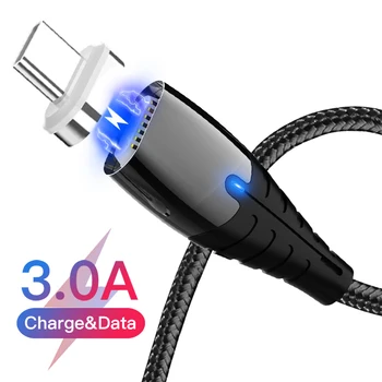 1m LED Magnetni Hitro Kabel USB C Micro USB za Polnjenje Telefona podatkovnem Kablu Žice Magnet Polnilec Za Samsung Xiaomi Huawei Mobile 3A