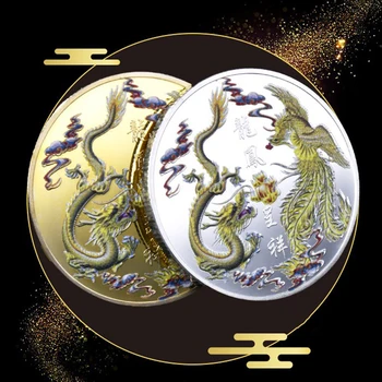 Vso Srečo Vam Kitajski Fu Koi Spominski Kovanec Barve Krap Medaljo Zlati in Srebrni Kovanec Reliefni Kovinske Obrti Značko Darilo 6143