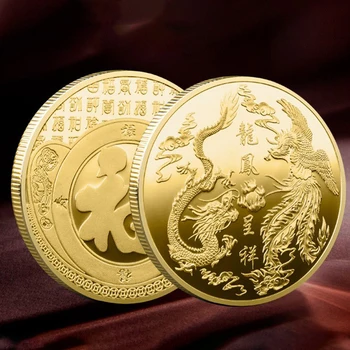 Vso Srečo Vam Kitajski Fu Koi Spominski Kovanec Barve Krap Medaljo Zlati in Srebrni Kovanec Reliefni Kovinske Obrti Značko Darilo