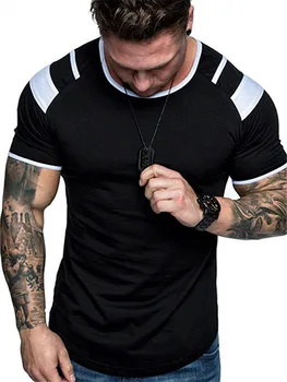 Novi Moški T-shirt Bombaž, Kratke Rokave black Spodnja Moški Trdno trak Mens Tee Poletnih Oblačil Homme camiseta masculina
