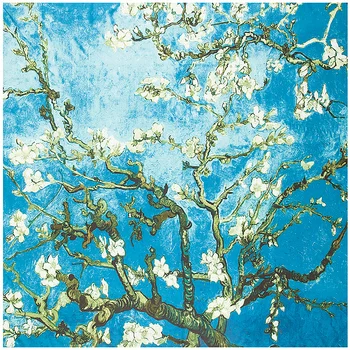 130 cm Van Gogh Oljna slika Kvadratni Šal Marelice Cvet 2021 blagovne Znamke Ženske Svileni Šal Bandanna Keper Tiskanja Šal Glavo ScarvesStole 61718