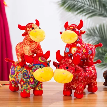 25 cm Kitajski Zodiak Ox Goveda Plišastih Igrač Srčkan Cvet Krpo Krava Maskota Polnjene Plišastih Lutka za Otroke Rojstni dan, Novo Leto, Darila