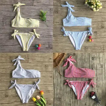 Seksi Žensk Seksi Prugasta Natisnjeni Brazilski Eno Ramo Push up Bikini Plus velikost Kopalke, Dva Kosa Kopalke Plažo 2021 62125