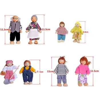 Lesene Lutke Igrače Številke Pohištvo Hiša Družine Miniaturni 7 Ljudi Lutka Igrača Za Otrok Otroka Enfants Brinquedos Infantis Igra, Igrača