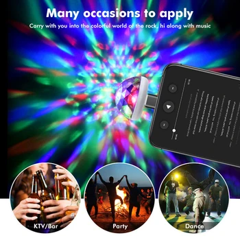 Mini USB Led Stranka Luči Prenosni Crystal Magic Ball Doma Stranka Karaoke Okraski Barvita Fazi LED Luč Disco