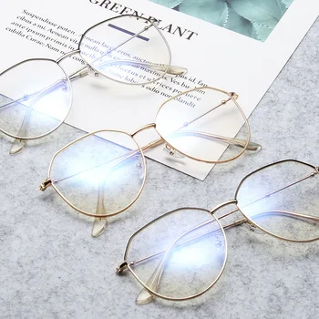 Kovinski Okvir Poligon Optičnega Stekla Za Ženske, Moške Gaming Računalnik Očala Modre Svetlobe Blokiranje Urad Gafas Prevelikih Očal