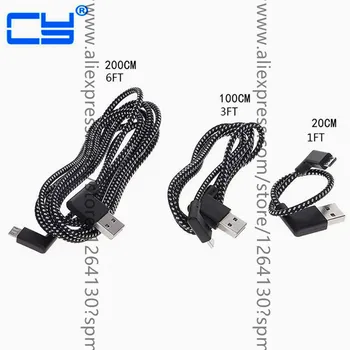 0,2 m/1 m/2 m L Oblikovan Priključek Mikro USB Kabel za Polnjenje Za 90 Stopinj Črn Najlon Pleteni za Sinhronizacijo Podatkov, Prenos Kabel Žice Line 6246