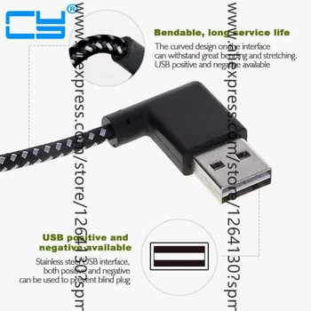 0,2 m/1 m/2 m L Oblikovan Priključek Mikro USB Kabel za Polnjenje Za 90 Stopinj Črn Najlon Pleteni za Sinhronizacijo Podatkov, Prenos Kabel Žice Line