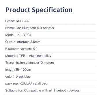 KUULAA Bluetooth 5.0 Sprejemnik Brezžični vmesnik USB Bluetooth Adapter 3,5 mm Priključek Aux Audio Za Slušalke Glasbe Oddajnik Moda