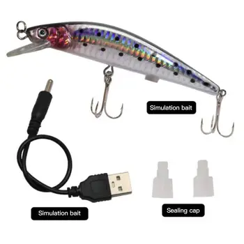 Ribe Vab Električni Vabe Samodejno Plavanje Vabe 3D Oči USB Polnilne Luči LED Življenje-Všeč Ribolov Vab Umetne Vabe