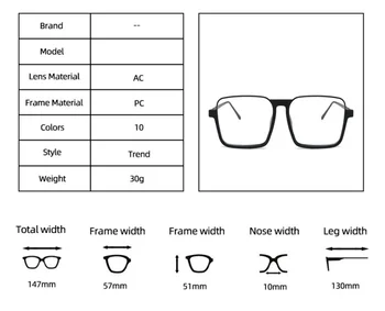 2021 Nov Velik Okvir Jasno Objektiv Optični Očala Moda Kvadratnih Semi-Rimless Ženske Sončna Očala Moški Letnik Anti-Modra Svetloba Očala