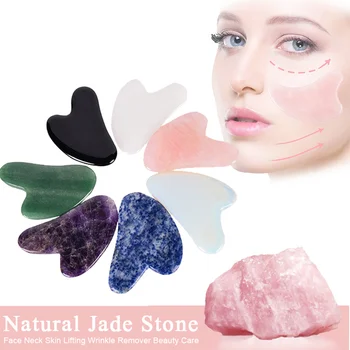 Naravni Jade Multicolor Roza Gua Sha Masaža Orodje Za Obraza Lepota Zmanjšanje Gub Za Nego Kože Lift Obraza, Oči Guasha Massager