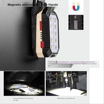 Prenosni COB Delo Svetlobe, USB Polnilna LED Svetilka Vodotesne Svetilke Kampiranje Luč Magnet Design z Močjo Zaslon