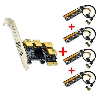 Zlato USB 3.0 PCI-E Express 1x do 16x Riser Card Adapter PCIE 1 do 4 Reža PCIe Vrata Multiplikator Kartico za BTC Bitcoin Rudar Rudarstvo