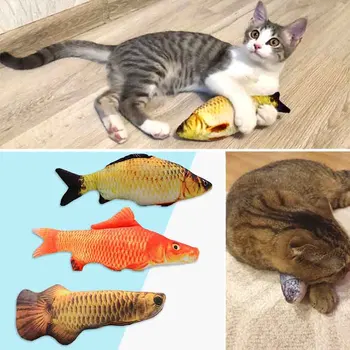 3D Jjeza Pes zagotavlja Mehak Pliš Ribe Kuža Žvečiti Igrača Polnjene Interaktivno Igranje Mačka Igrača