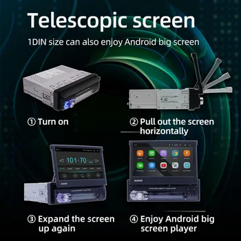 7-palčni Teleskopsko Zaslonu avtoradia 1 Din Android FM Stereo Sprejemnik GPS Navigacija Avto Multimedijski Predvajalnik, Bluetooth Car Audio