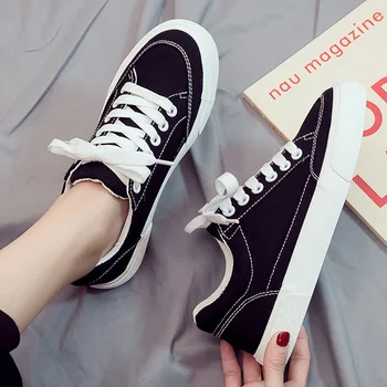 Lace Up All White Shoes Men's Sneakers Vulcanize Shoes Summer Canvas Leather Sneakers For Boys Black Sneakers Men Running Shoes
