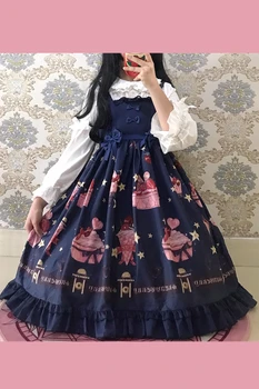 Oblikovalec Jagodna Sladica Tiskanje Jsk Lolita Obleke Sweet Lolita Srčkan Japonski Dekle Loli Obleko Anime Harujuku Goth Ženski