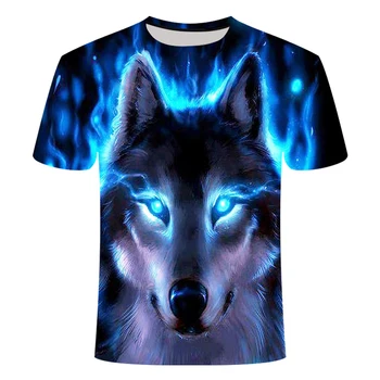 2020 Najnovejši Wolf 3D Tiskanja Živali Kul Smešno T-Shirt Moški Kratek Rokav Poletje Vrhovi Tee Shirt Majica s kratkimi rokavi Moški Modni tshirt Moški 6XL