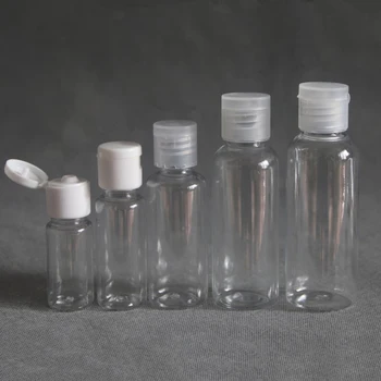 100 kozarcev Plastična PET Flip Pokrov Losjon za Steklenice 5-100 ml Jasno, Kozmetični Vzorec Posodo Mini Travel Izpolnite Vial Tekoči Šampon Steklenice