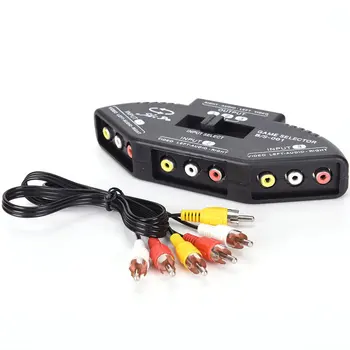 3-Way Audio Video AV RCA Black Stikalo Izbirno Polje Splitter z/3 RCA Kabel 6567