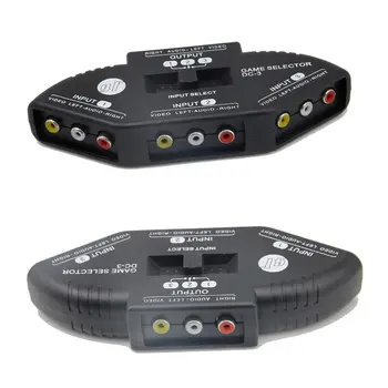 3-Way Audio Video AV RCA Black Stikalo Izbirno Polje Splitter z/3 RCA Kabel