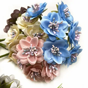 YOOROMER 6pcs umetno rose svile šopek zvit krpo cvetje ročno DIY album obrti poročno dekoracijo ponaredek cvetje 65995