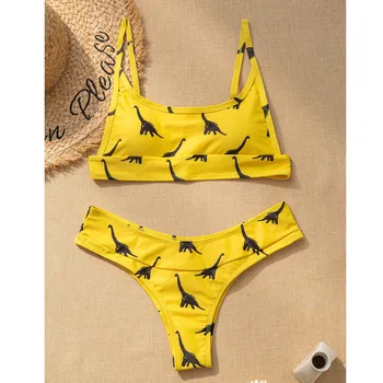 2021 Dame Nove Kopalke Dinozaver Print Bikini Kopalke Ženske Bikini bo Ustrezala Brazilija dvodelne Kopalke Bikini Maillot De Bain